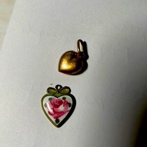 VINTAGE (2) Children's Heart Pendants for Necklace